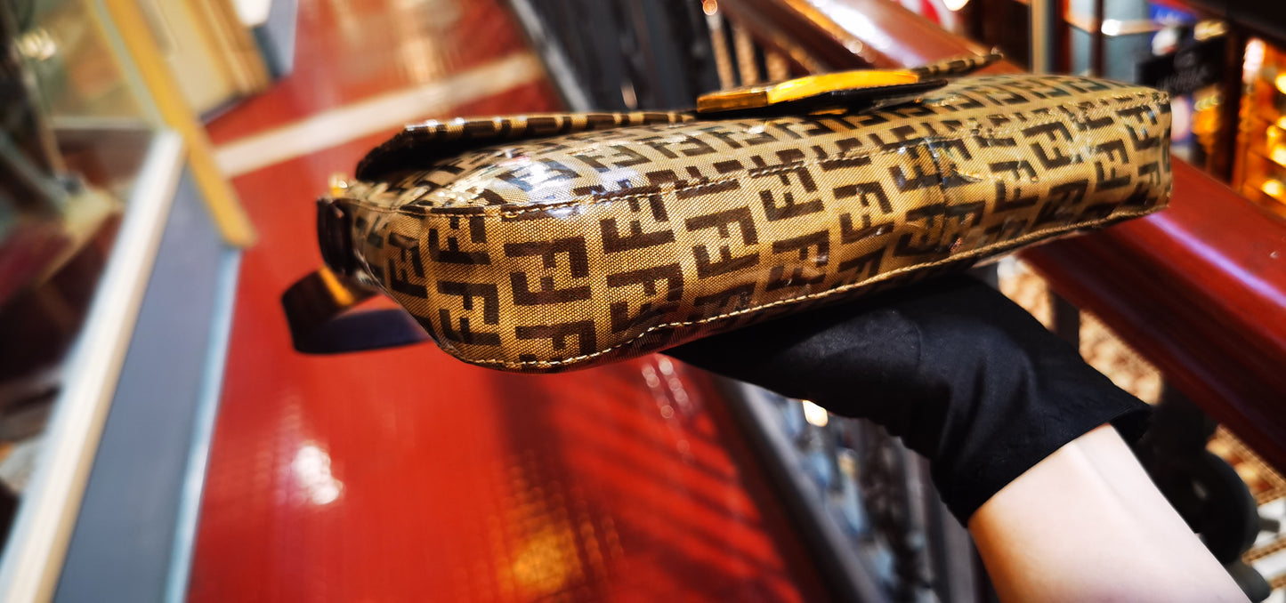 Pre-loved Fendi Vintage Crystal Leather Baguette Handbag