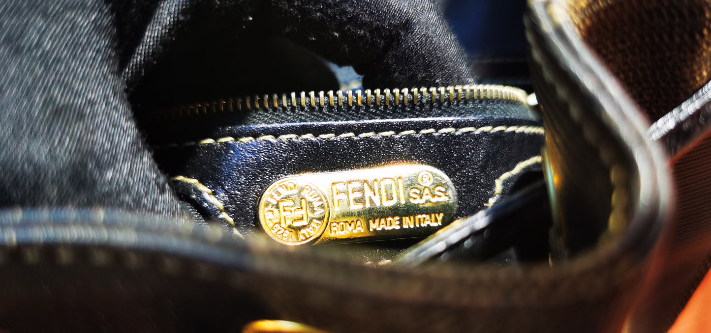 Pre-loved Fendi Vintage Backpack in Brown Pequin Striped