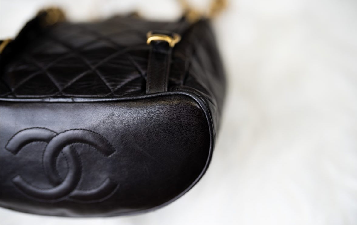 Pre-loved Chanel Vintage Black Lambskin Duma Backpack