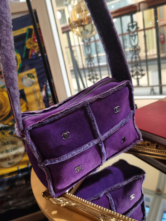 Pre-loved Chanl Vintage CC Charm Shearling Crossbody Bag