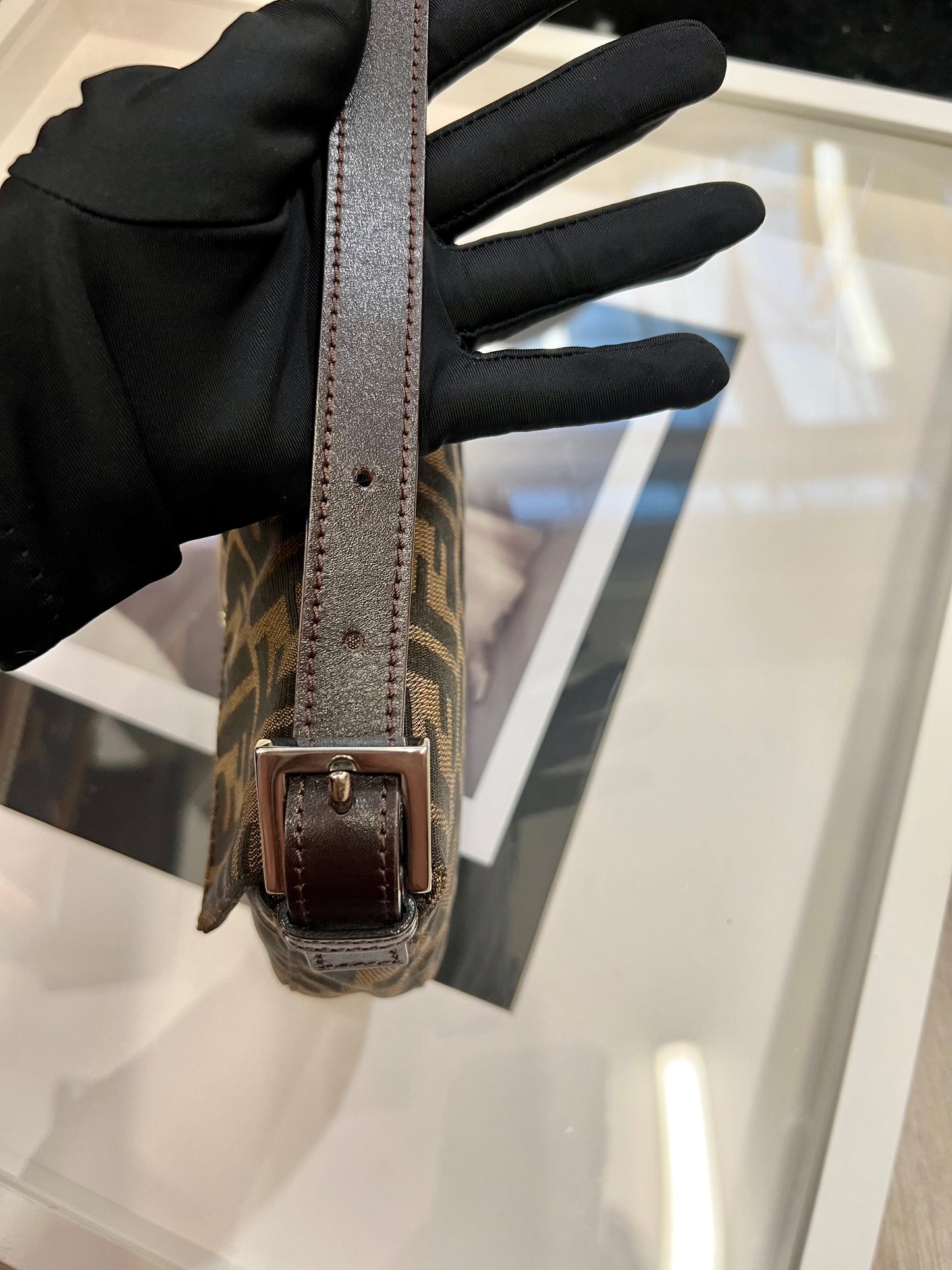 Pre-loved  Fendi Vintage Zucca Baguette Handbag