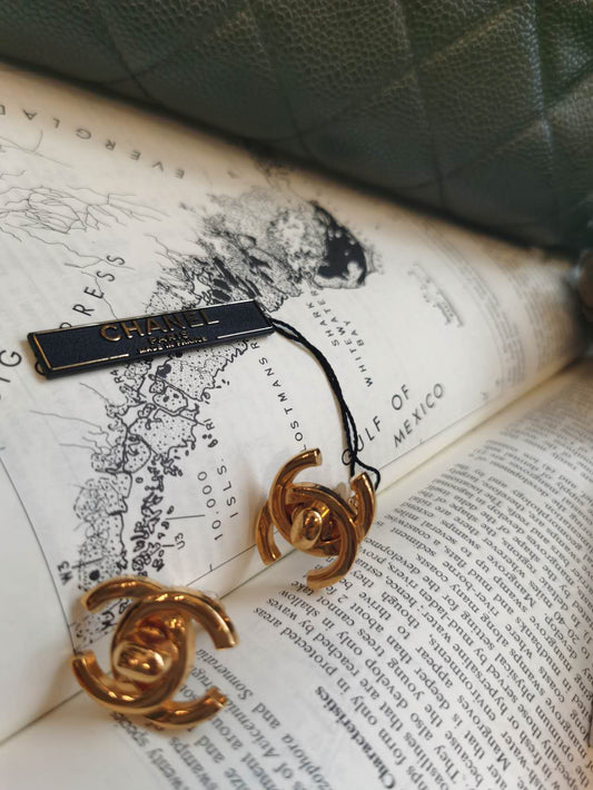Pre-loved Chanel Vintage 1990s CC Lock Clicp-on Earrings