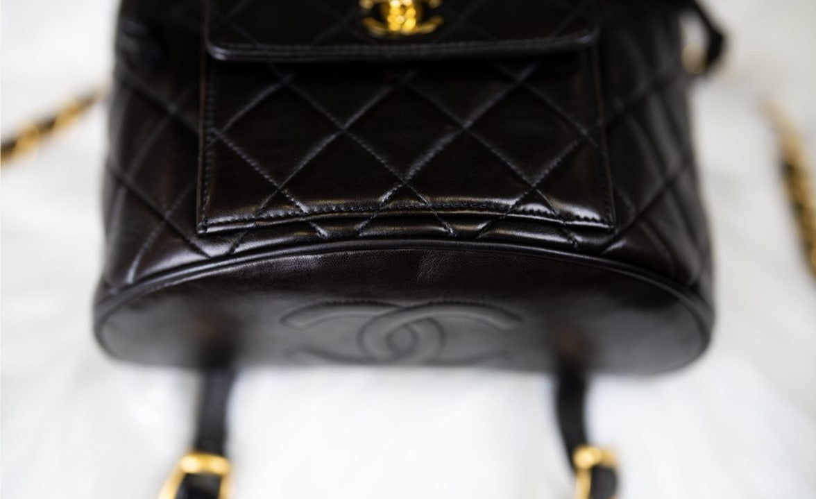 Pre-loved Chanel Vintage Black Lambskin Duma Backpack