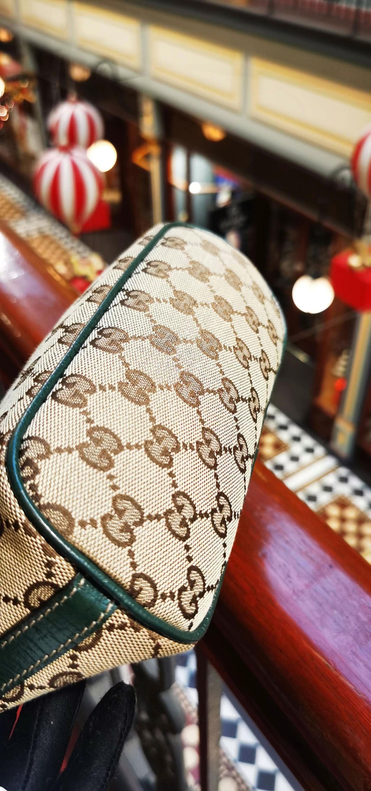 Pre-loved Gucci vintage GG Canvas Boat Baguette Bag