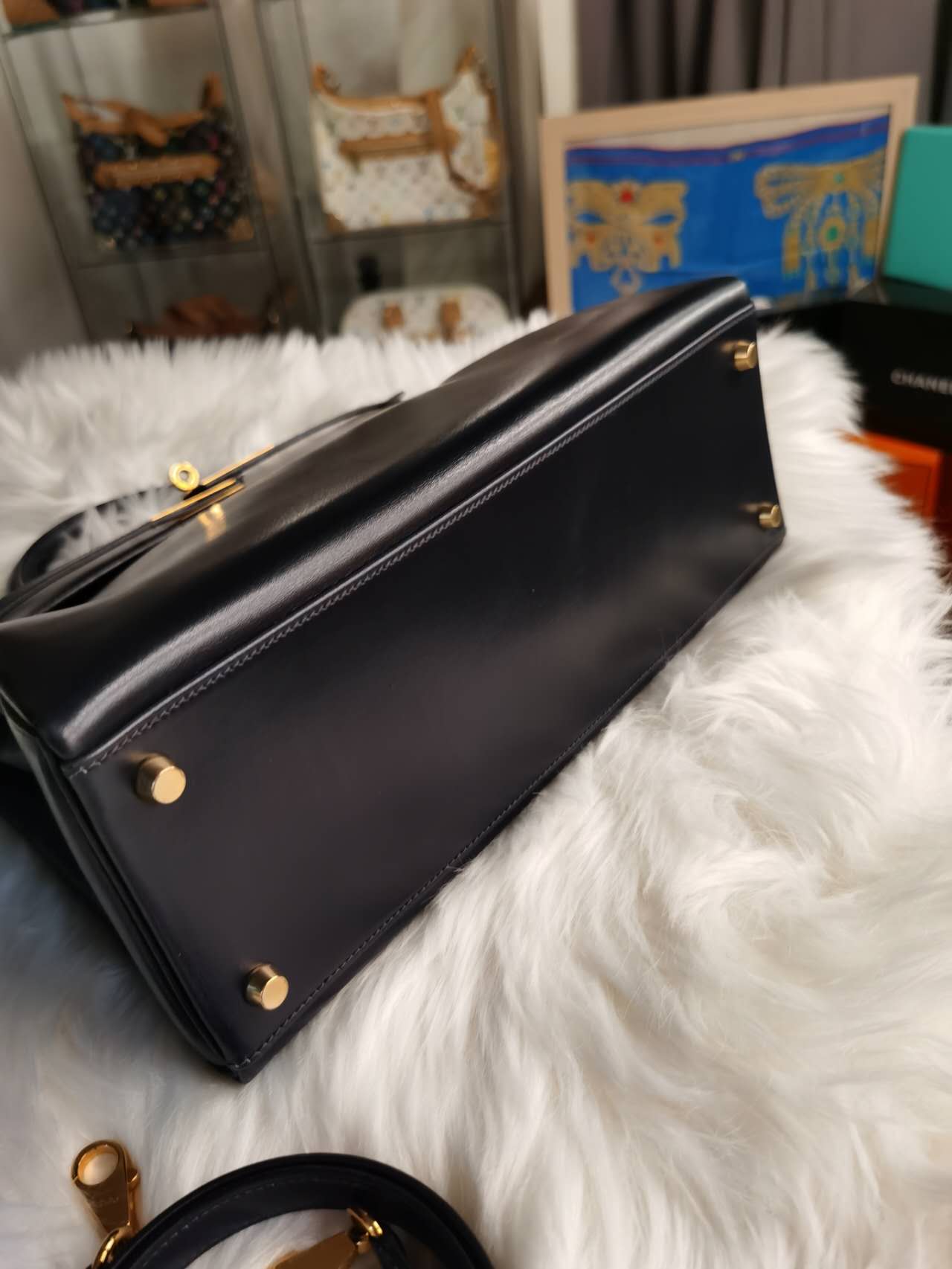 Pre-loved Hermès Vintage Box Kelly 32 Shoulder Bag Black