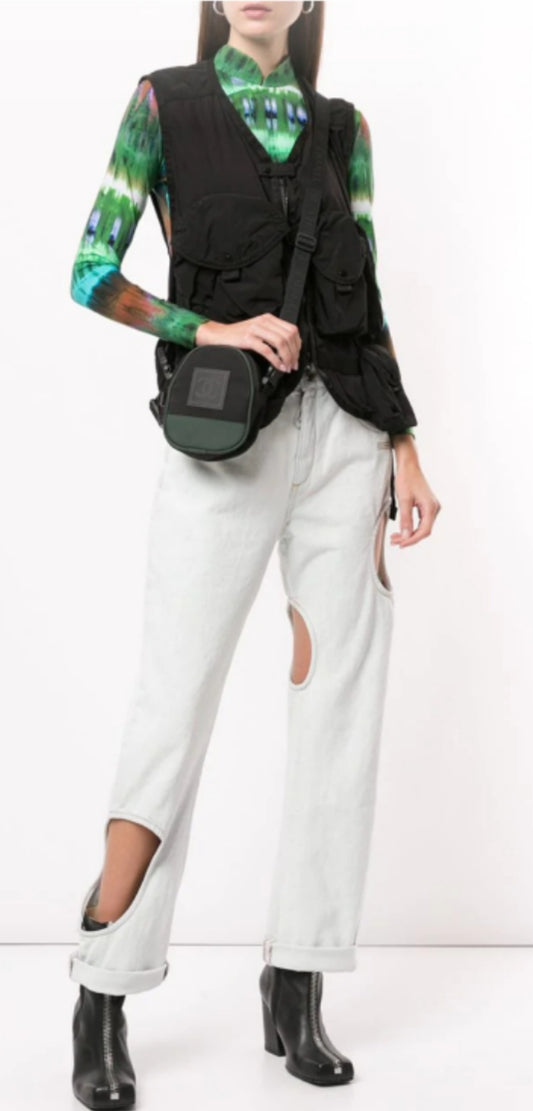 Pre-loved Chanel Vinatge Sport Line Crossbody Bag Black Green