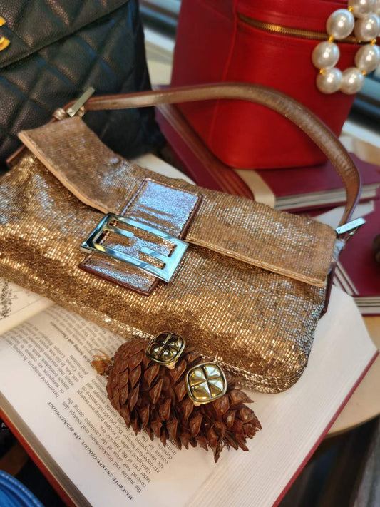 Pre-loved Fendi Vintage Giltter Baguette Handbag