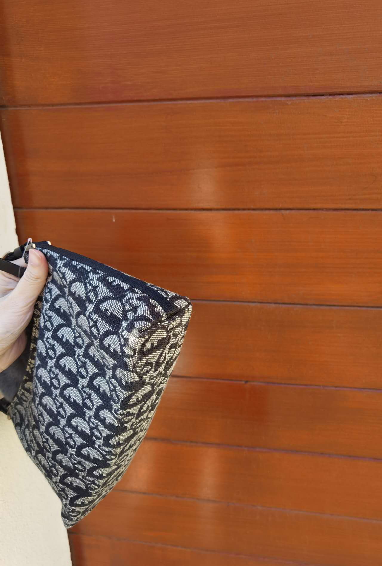 Pre-loved Christian Dior vintage Trotter Shoulder Bag Navy
