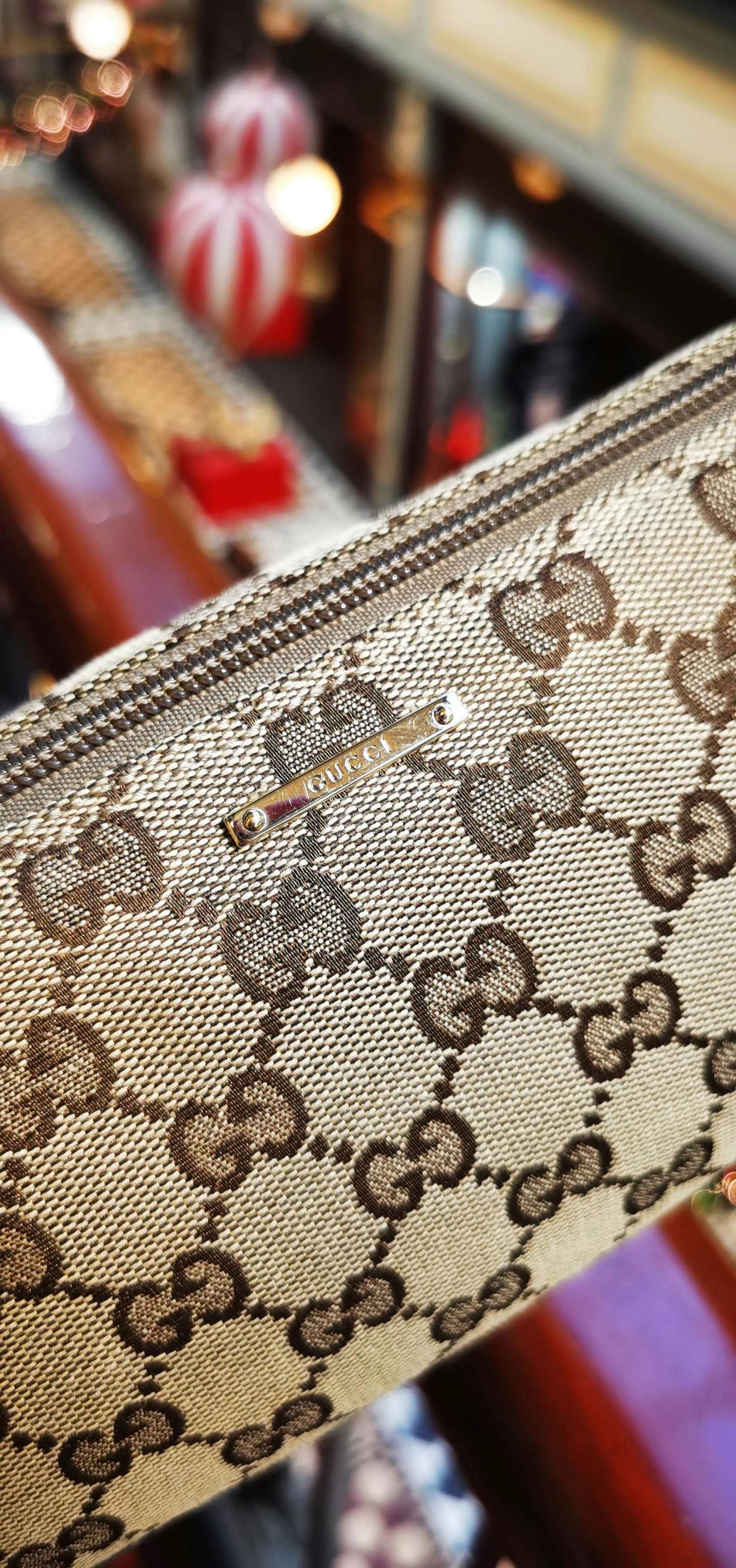 Pre-loved Gucci vintage GG Canvas Boat Baguette Bag