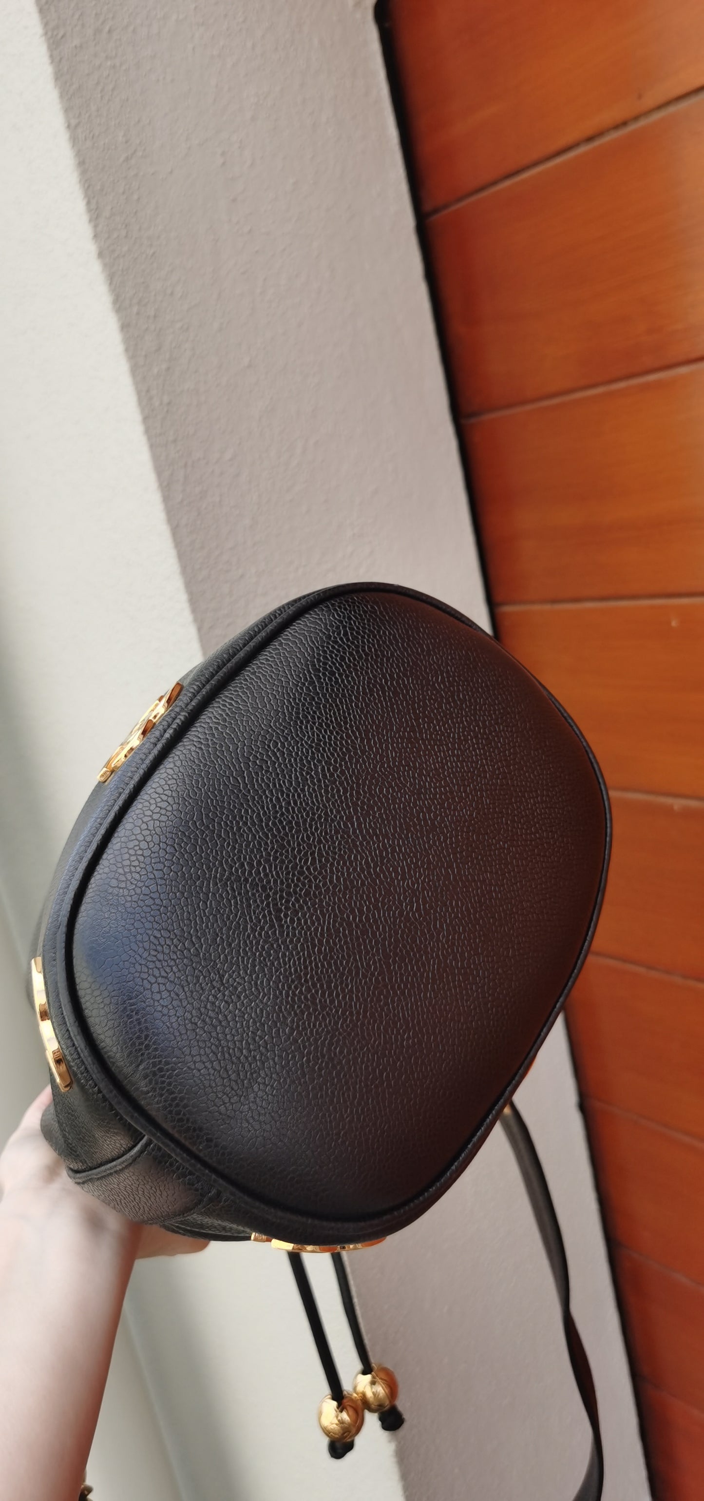 Pre-loved Chanel Vintage Black Caviar Crossbody CC Bucket Bag
