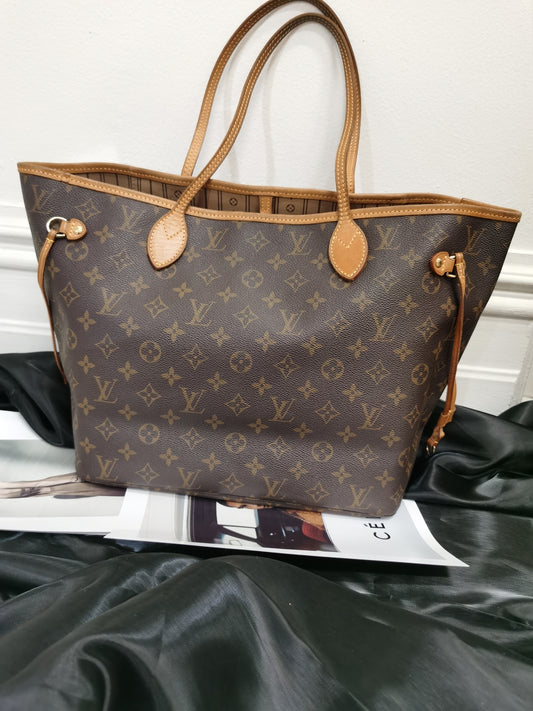 Pre-loved Louis Vuitton Neverfull Leather Tote MM Monogram