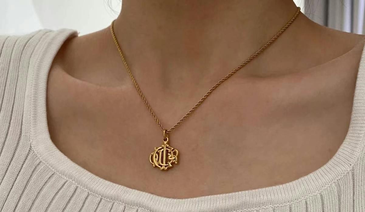 Pre-loved Christian Dior Vintage Logo-pendant Chain Necklace
