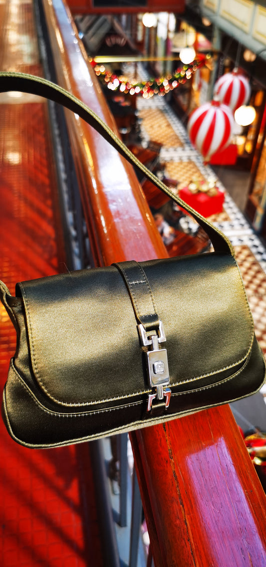 Pre-loved Gucci Silk Mini Jackie bag olive-green