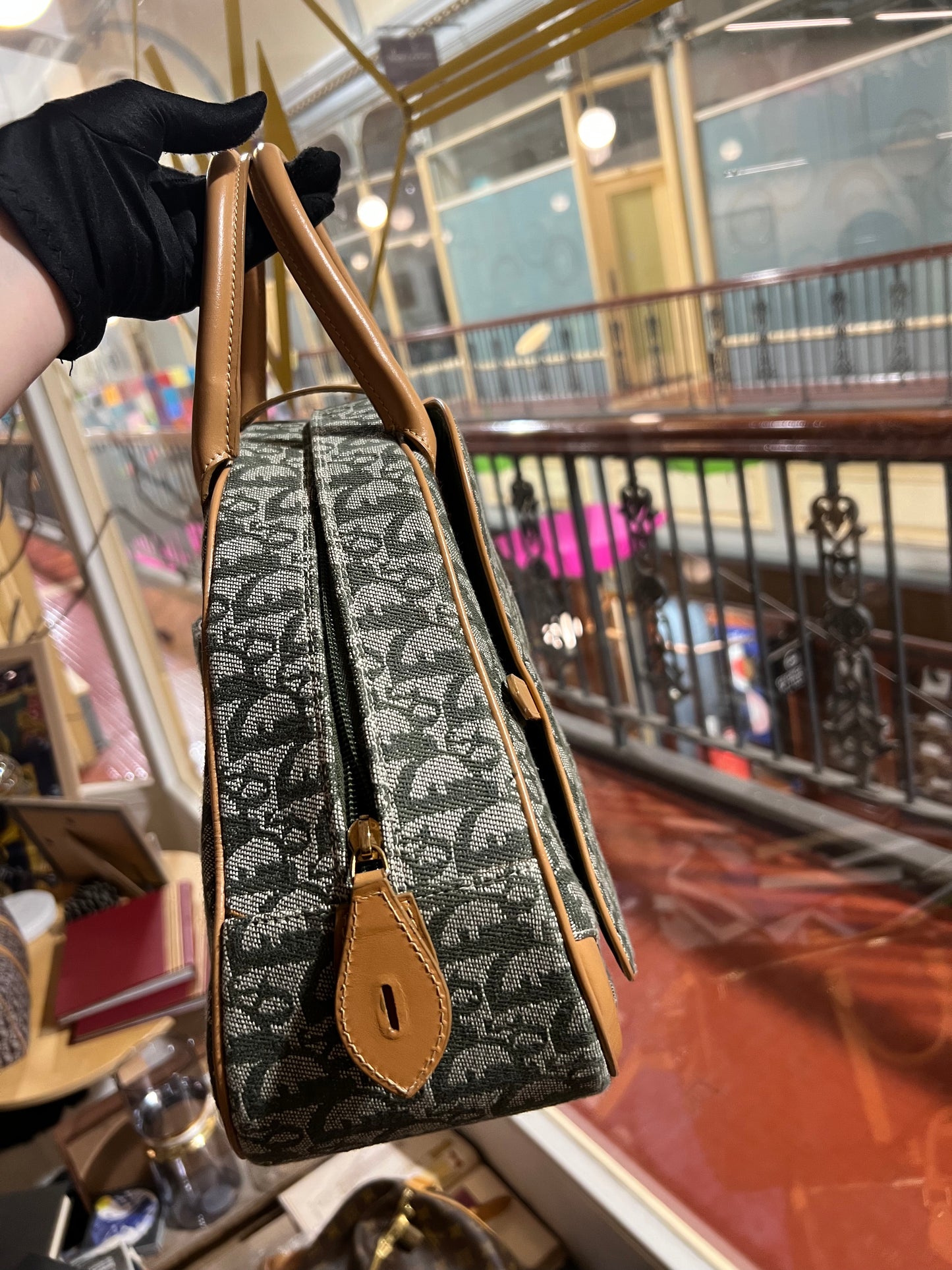 Pre-loved Dior Vintage Saddle Bowler Handbag Matcha Green Monogram