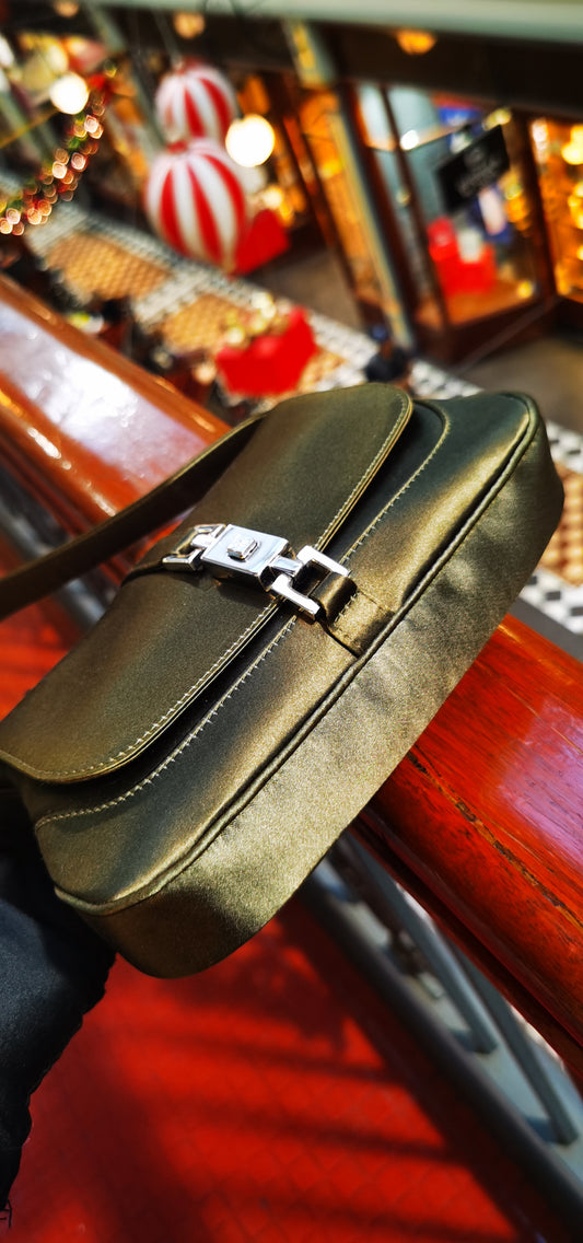 Pre-loved Gucci Silk Mini Jackie bag olive-green