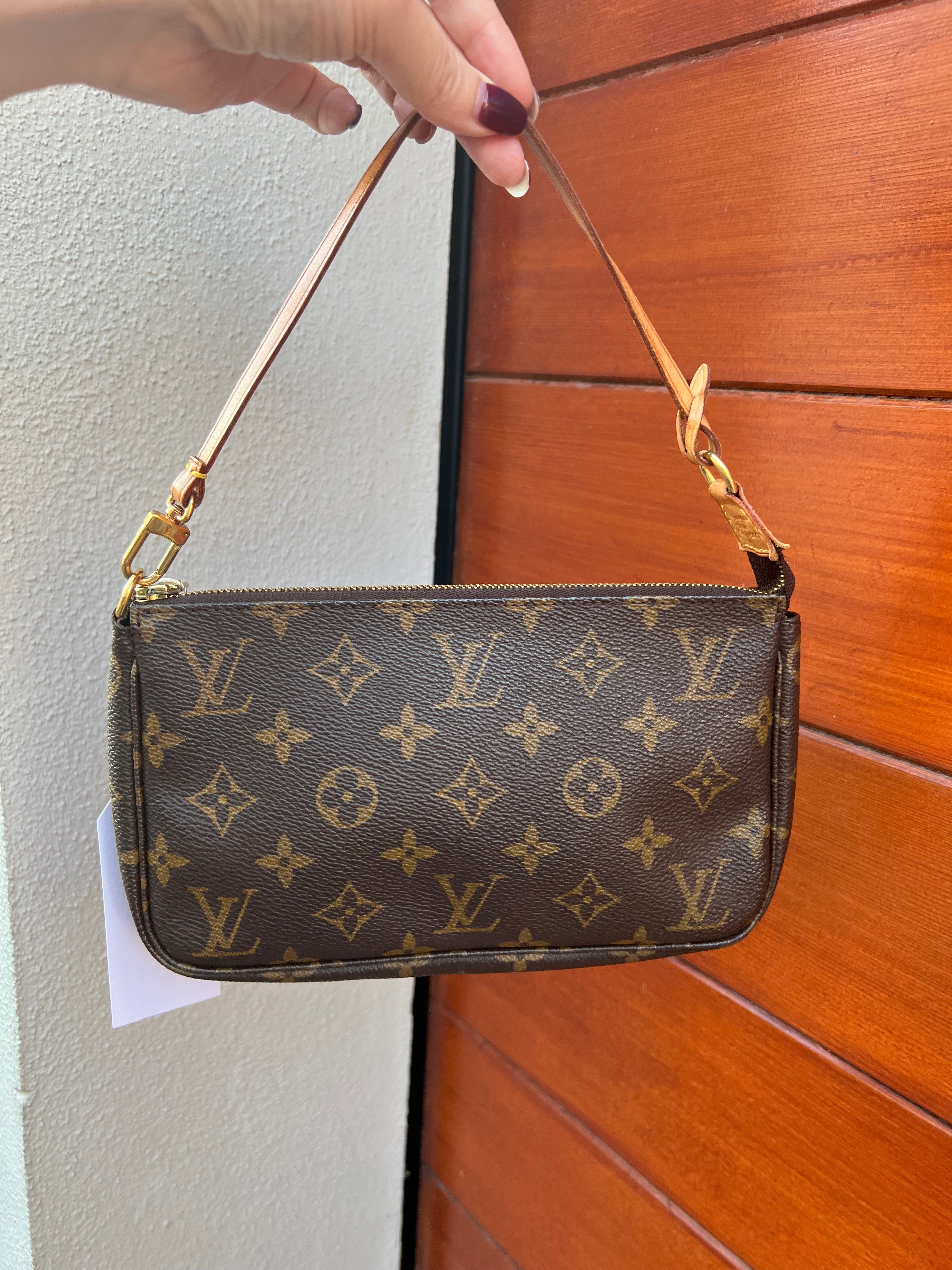 Louis+Vuitton+Pochette+Accessoires+Pouch+Small+Brown+Orange+Canvas