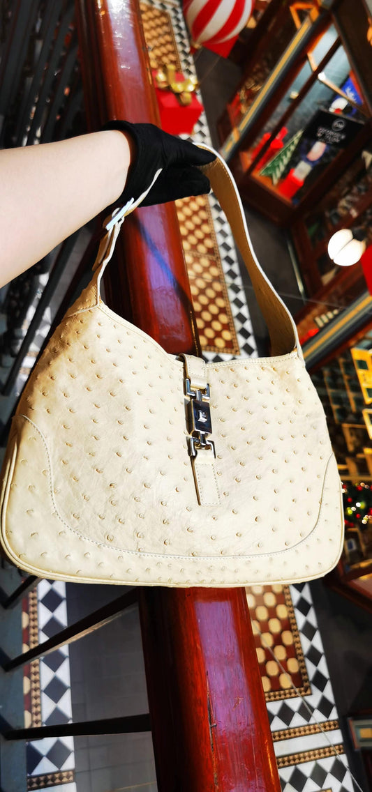 Pre-loved Gucci Vintage Ostich Skin Jackie Bag
