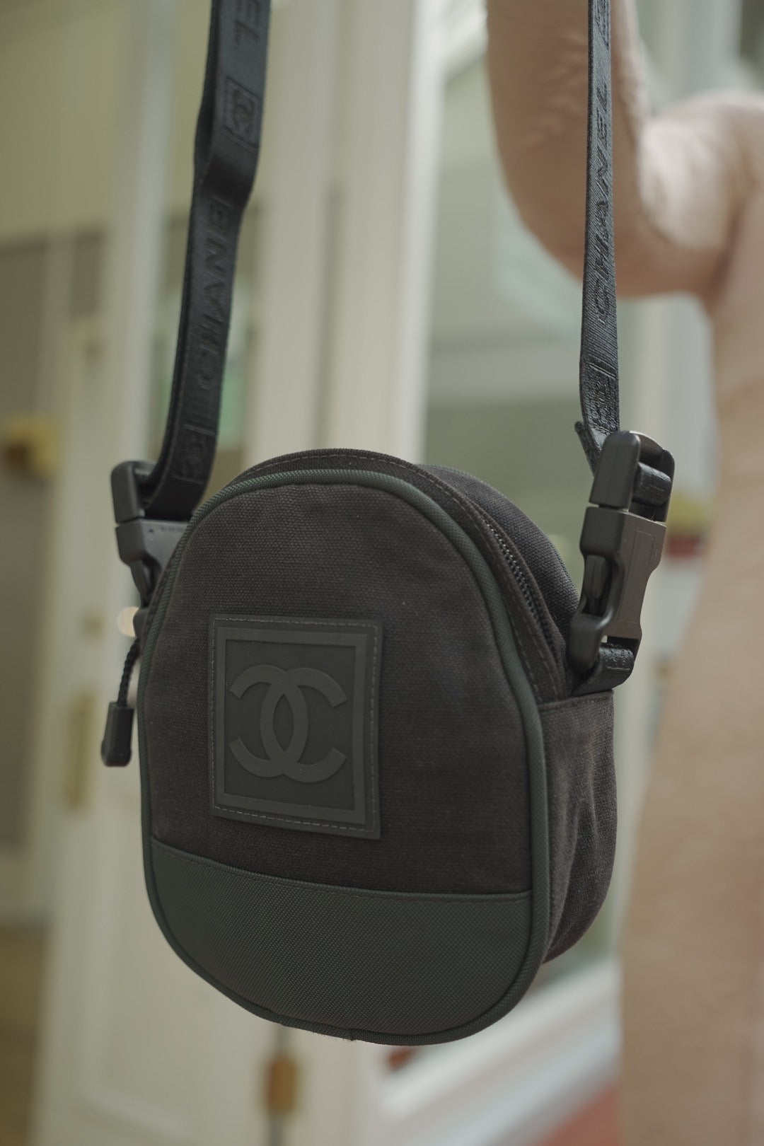 Pre-loved Chanel Vinatge Sport Line Crossbody Bag Black Green