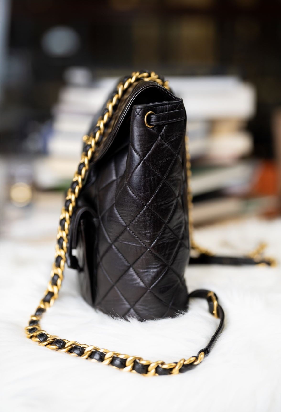Pre-loved Chanel Vintage Black Lambskin Duma Backpack