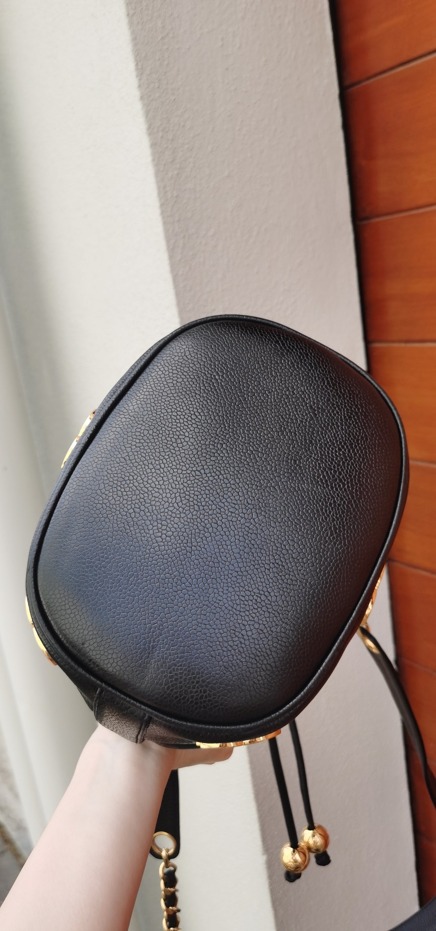 Pre-loved Chanel Vintage Black Caviar Crossbody CC Bucket Bag