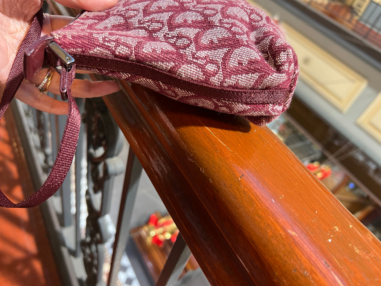 Pre-loved Christian Dior vintage Trotter Shoulder Bag Burgundy