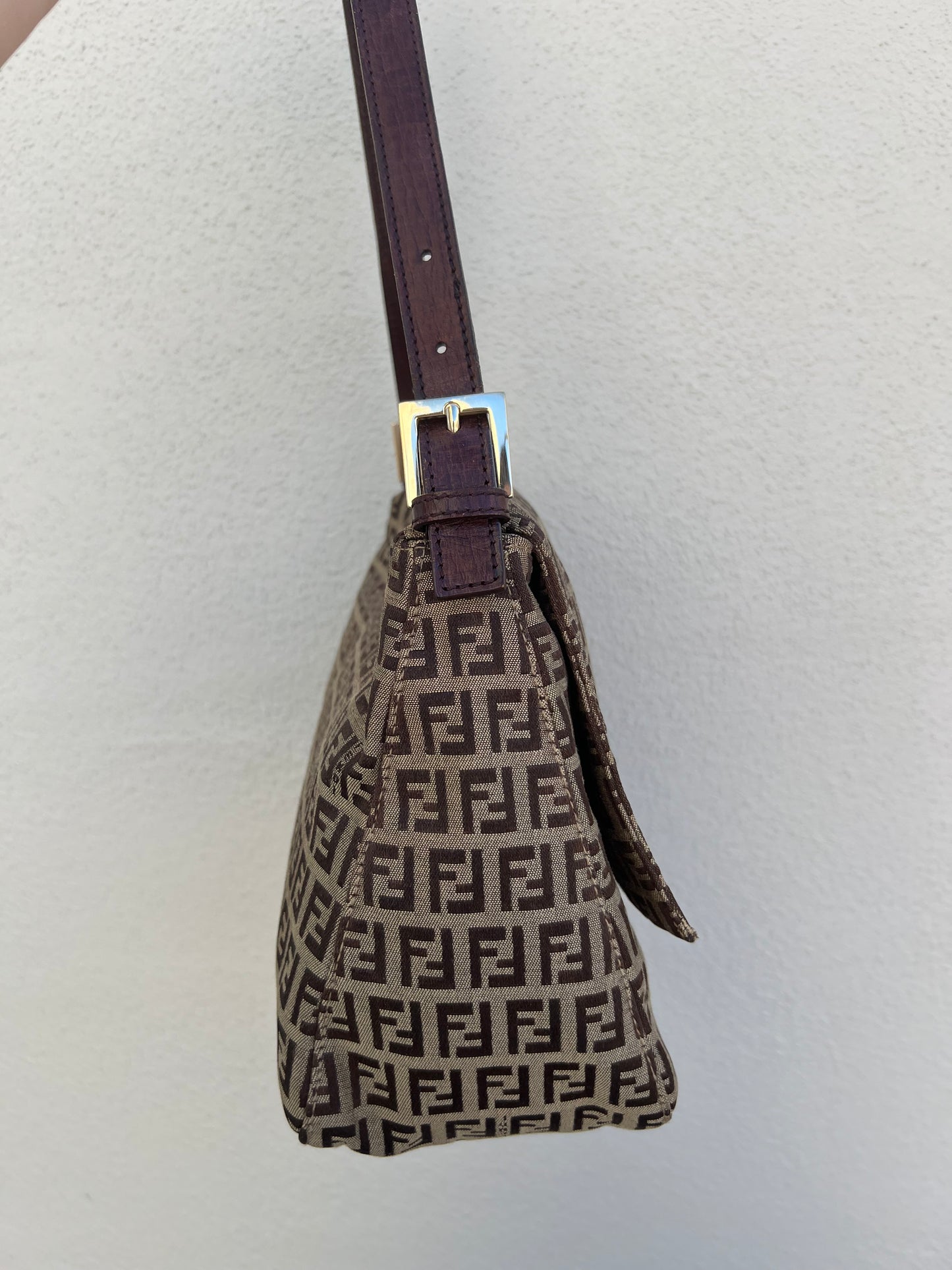 Pre-loved Fendi Vintage Zucchino Pattern Baguette Mamma Handbag