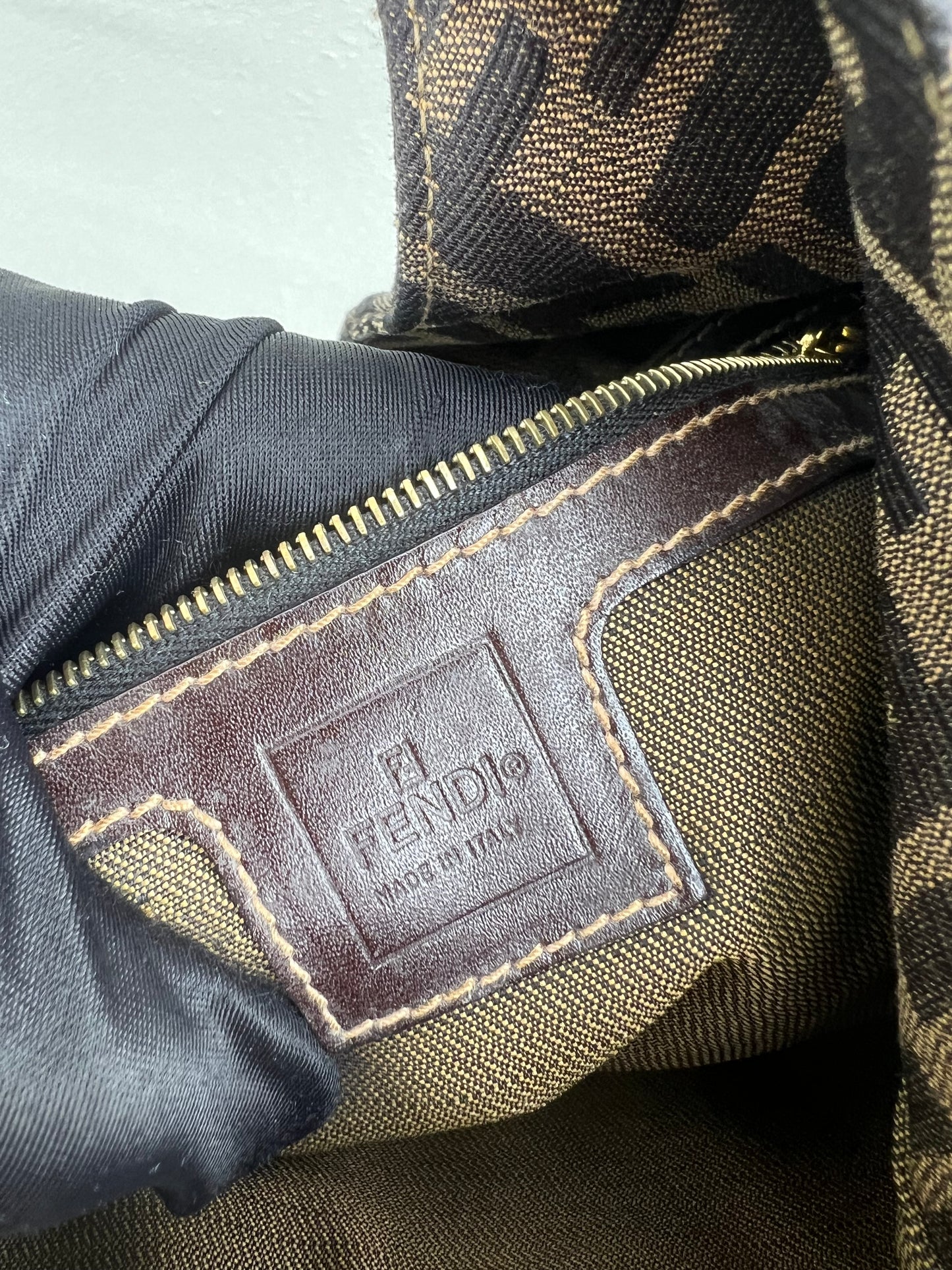 Pre-loved FENDI Zucca Canvas Mamma Croissant Baguette Shoulder Bag