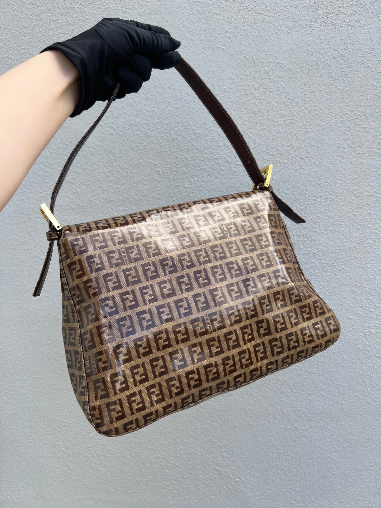 Pre-loved Fendi Vintage Crystal Zucchino Mamma Baguette Handbag