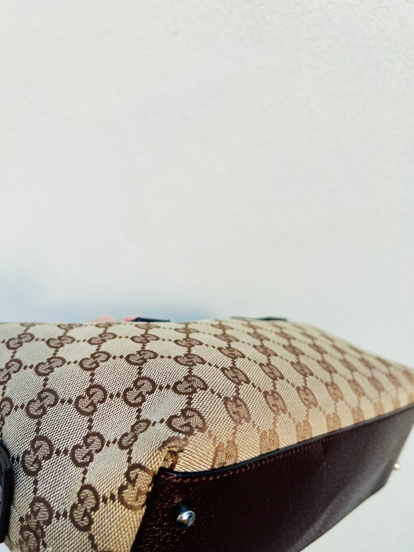 Pre-loved Gucci GG Canvas Boston Bag Brown