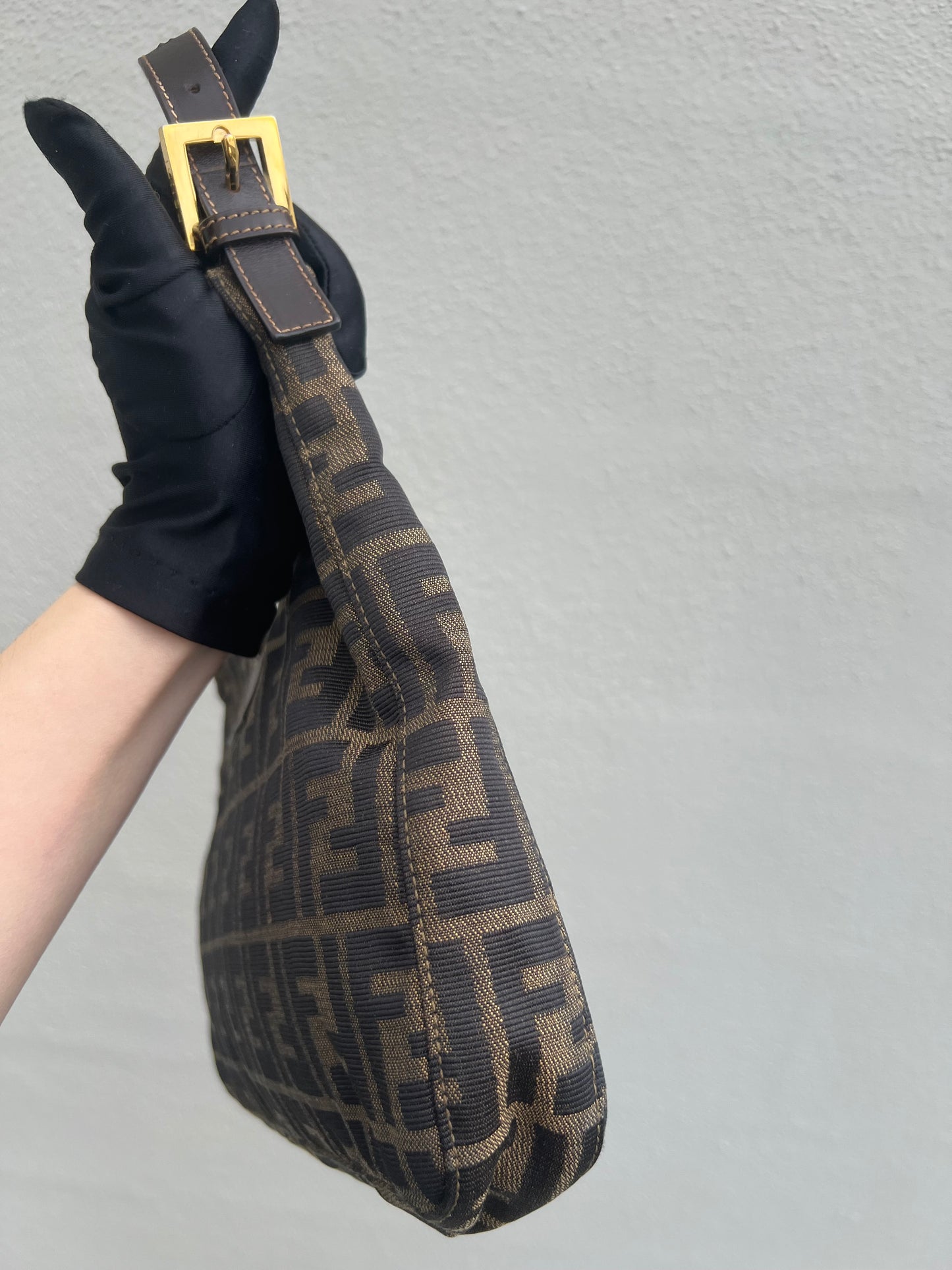 Pre-loved FENDI Zucca Canvas Mamma Croissant Baguette Shoulder Bag