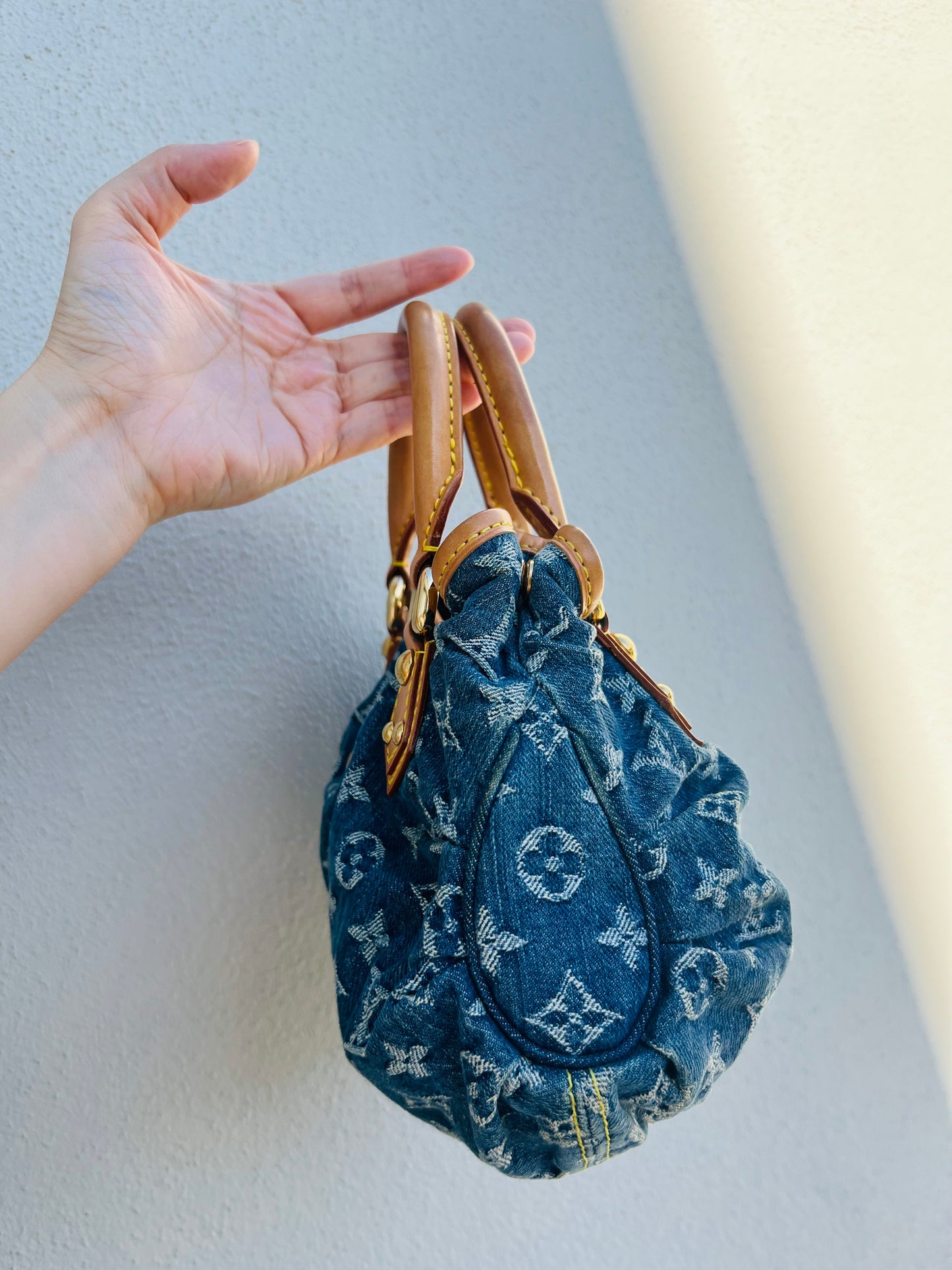 Pre-loved Louis Vuitton Vintage Monogram Denim Pleaty Handbag
