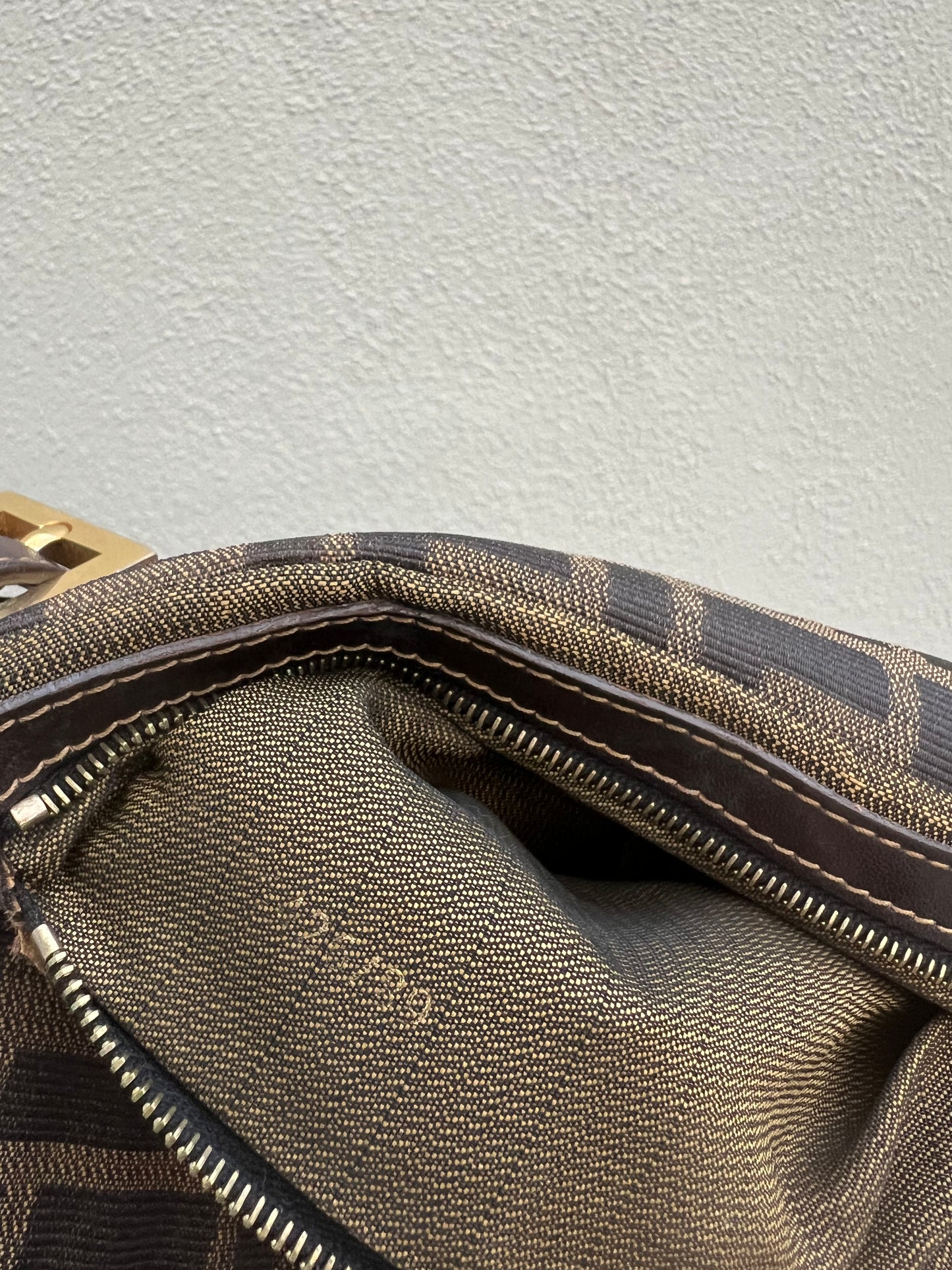Pre-loved Fendi Zucca Double Flap Baguette Shoulder Bag