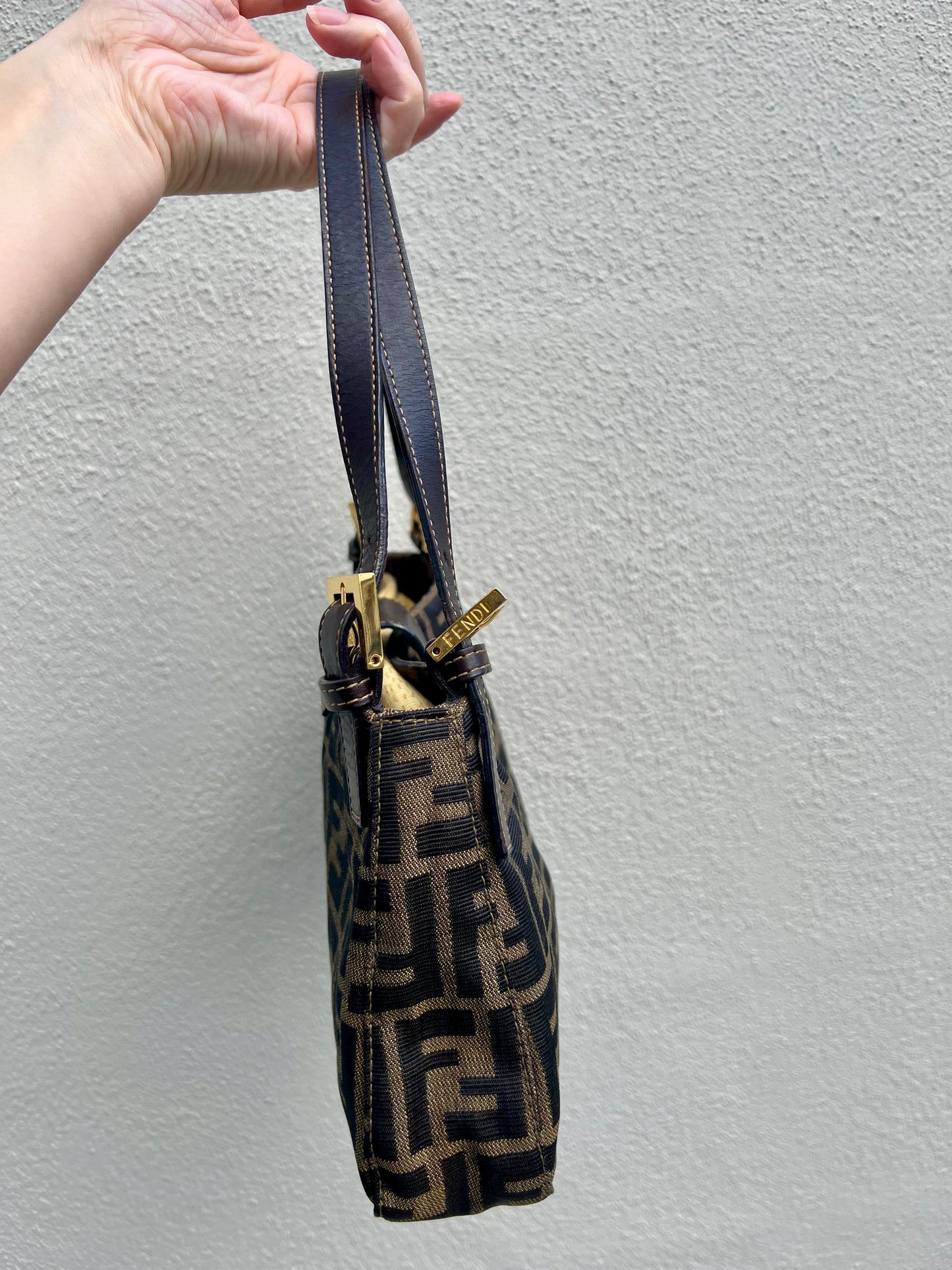 Pre-loved Fendi Zucca Canvas Shoulder Bag GHW