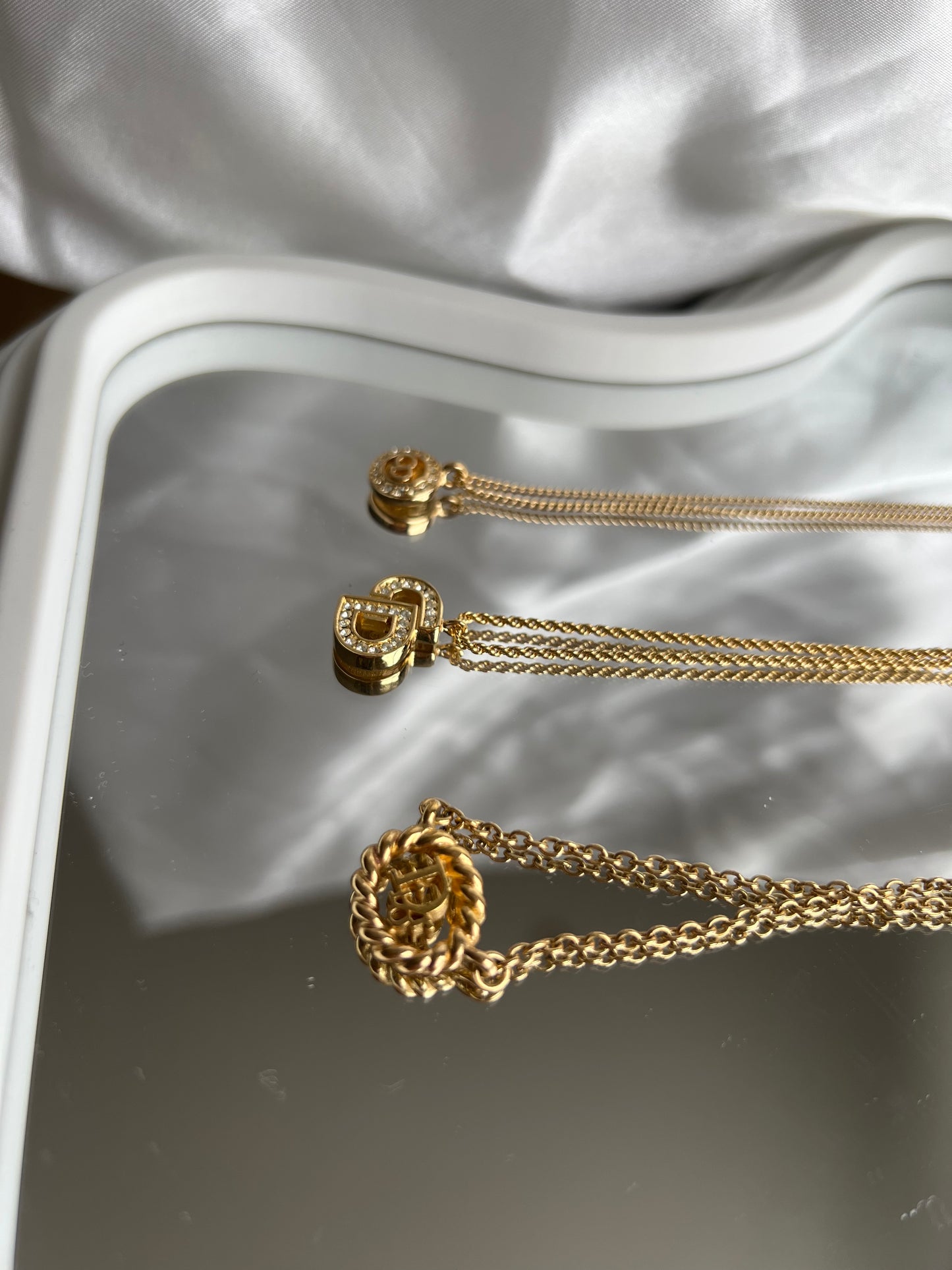 Pre-loved Vintage Dior Braided Gold Oval Logo Necklace