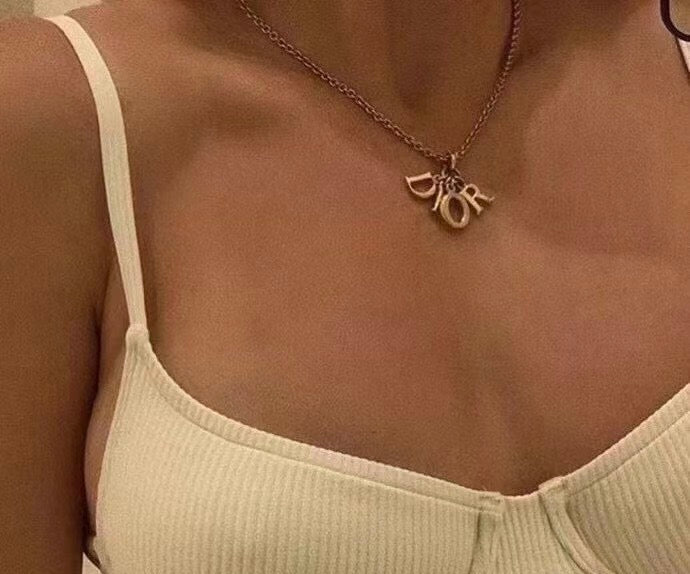 Pre-loved Dior Vintage Logo Charm Pendant Necklace