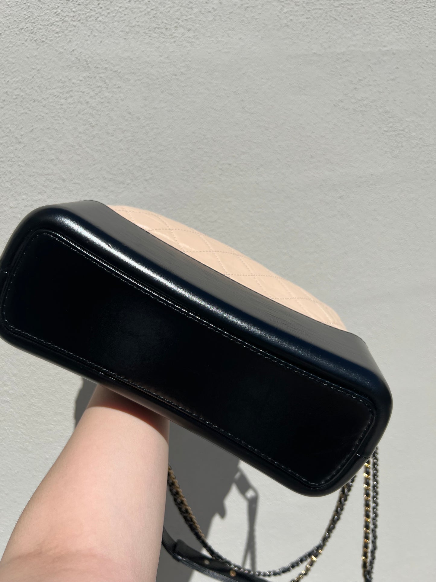 Pre-loved Chanel Beige/Black Quilted Leather Medium Gabrielle Hobo Bag