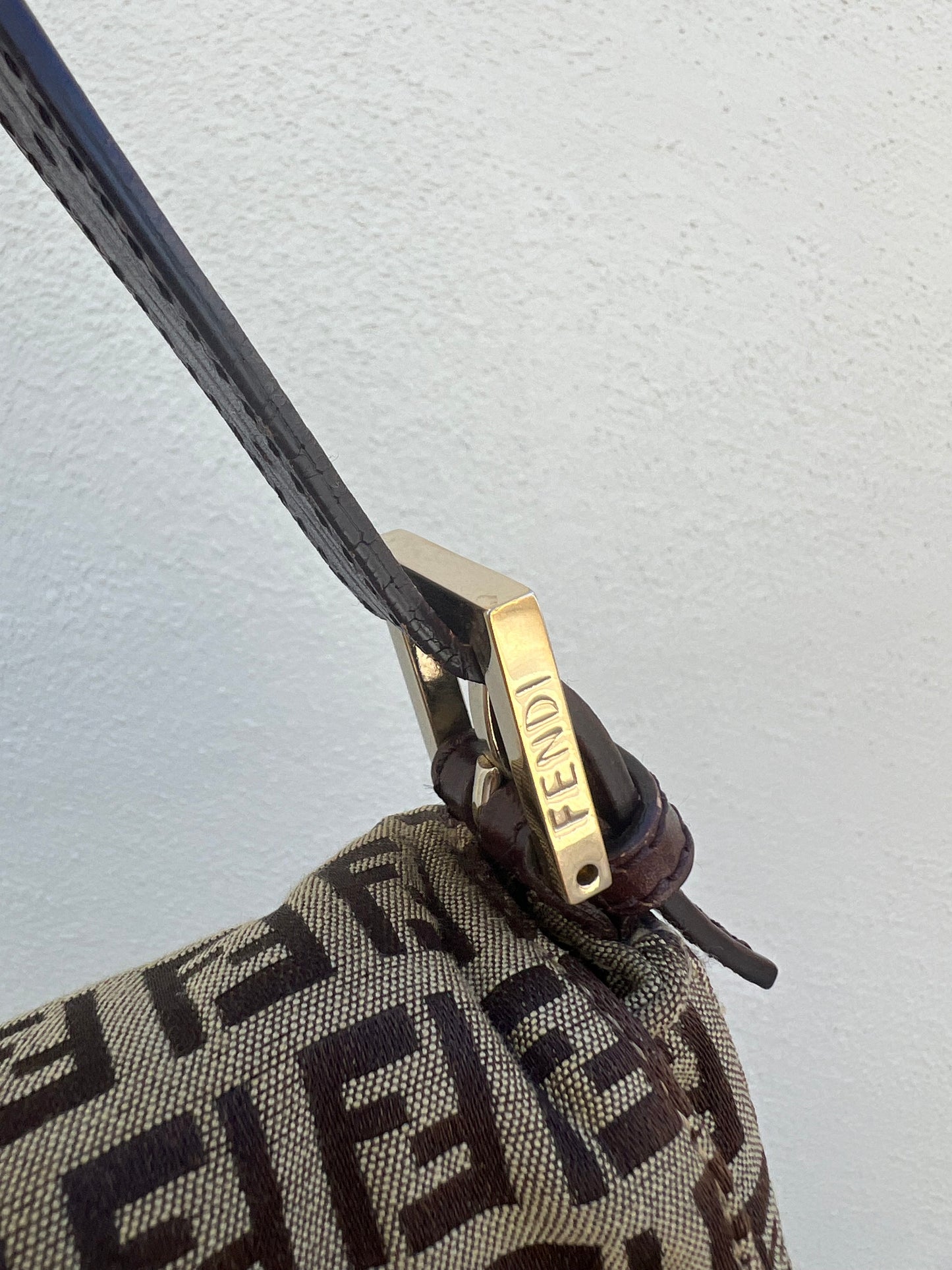 Pre-loved Fendi Vintage Zucchino Pattern Baguette Mamma Handbag