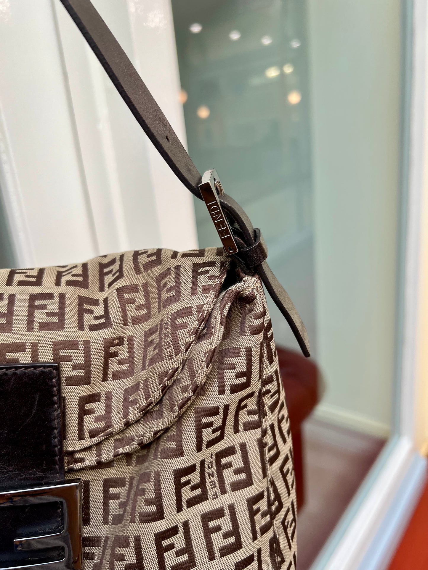 Pre-loved Fendi
20th Century Zucchino Canvas Double Flap Mamma Shoulder Bag