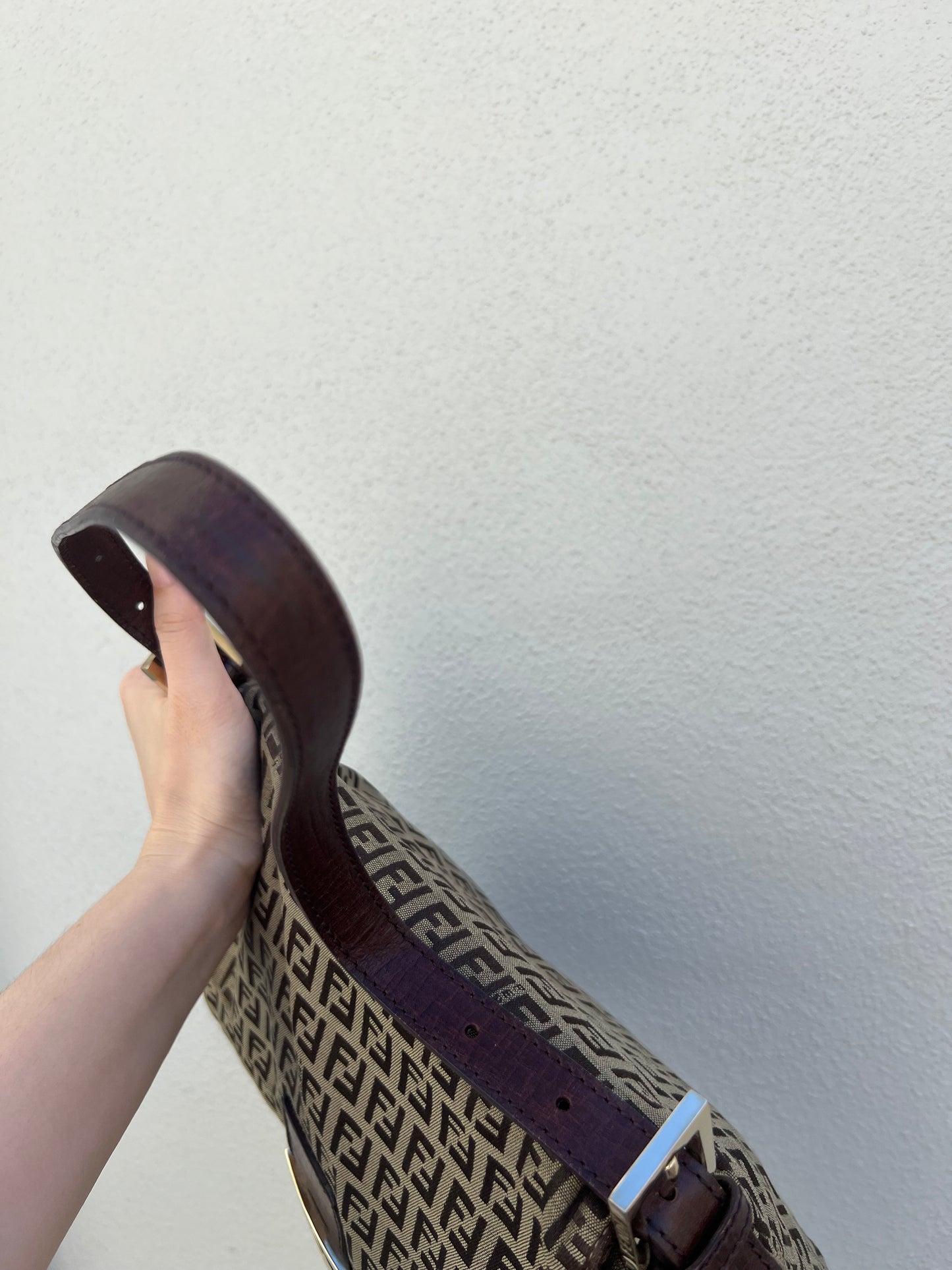 Pre-loved Fendi Vintage Zucchino Pattern Baguette Mamma Handbag