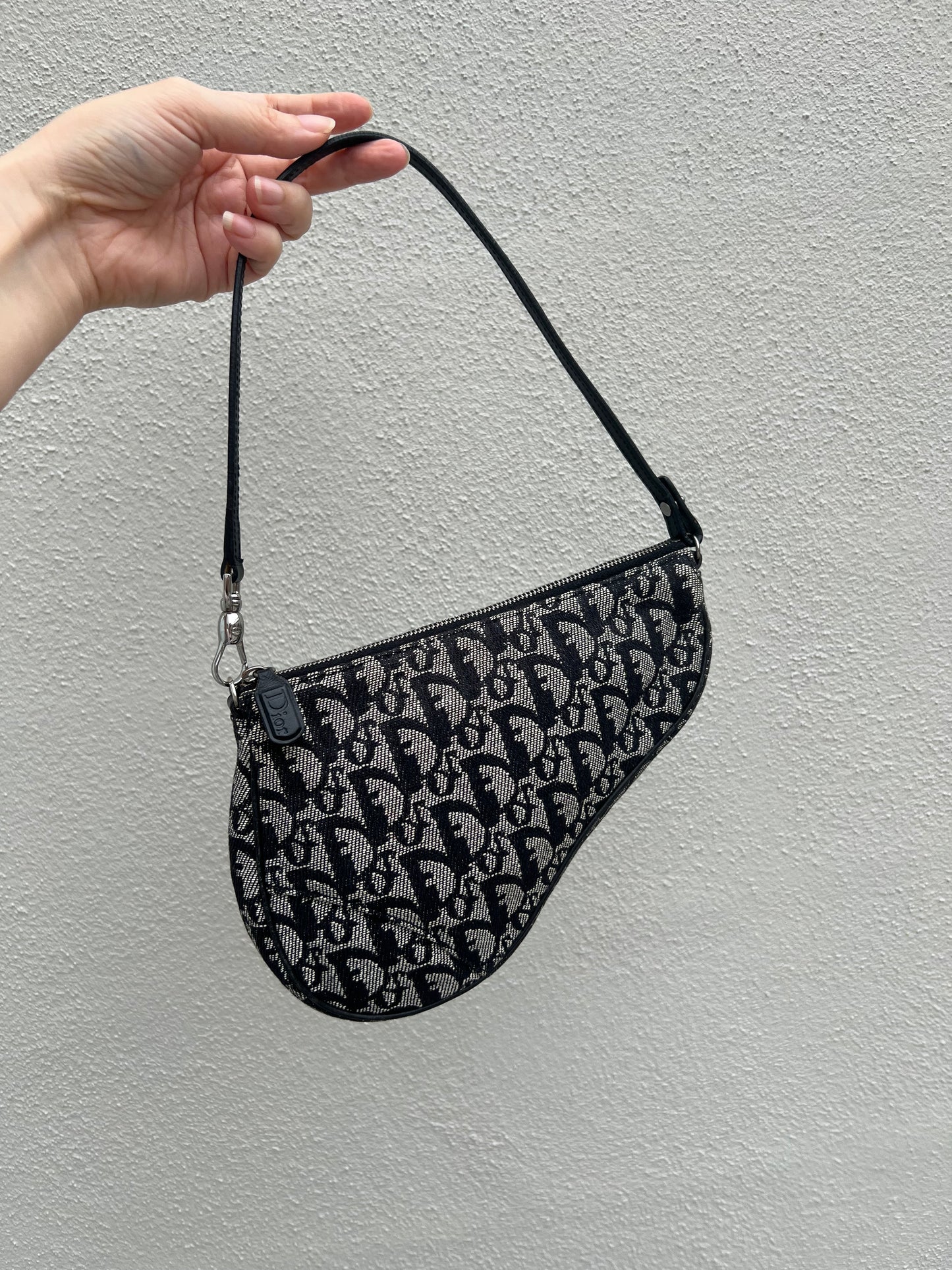 Pre-loved Dior Vintage Monogram Oblique Canvas Mini  Saddle Bag