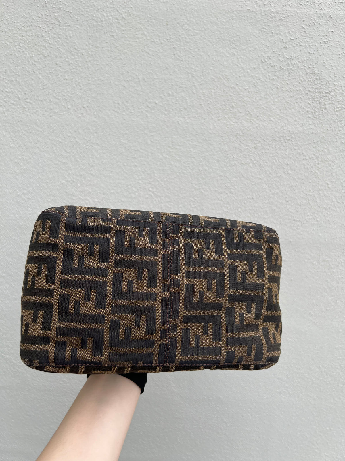 Pre-loved Fendi Zucca Double Flap Baguette Shoulder Bag
