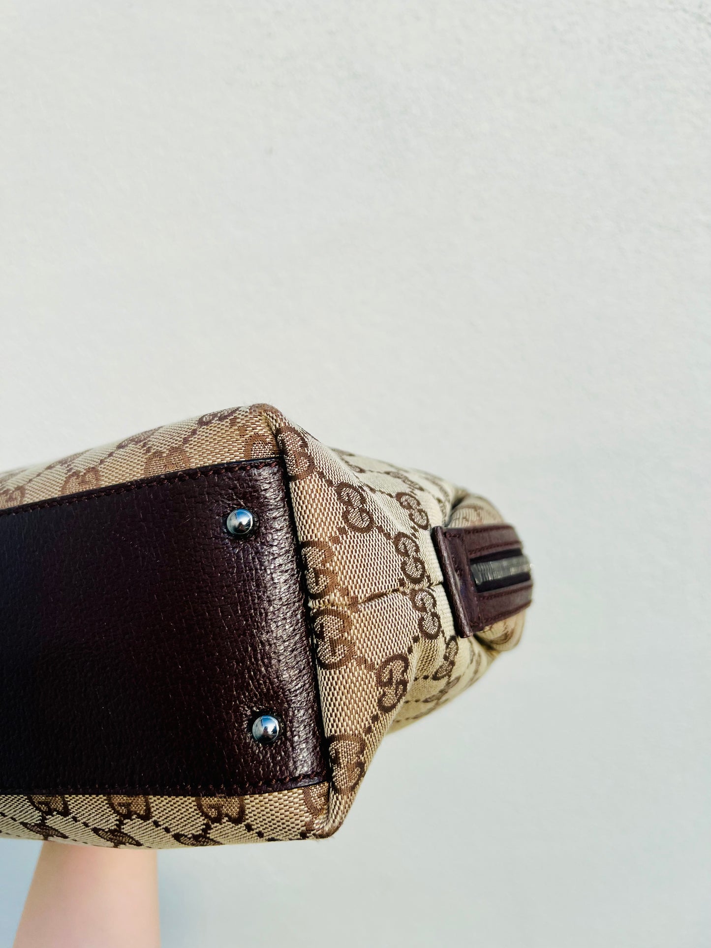 Pre-loved Gucci GG Canvas Boston Bag Brown