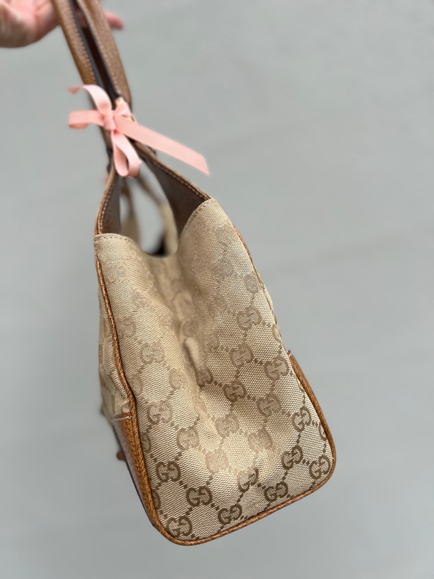 Pre-Loved Gucci GG Canvas Nailhead Jackie Bardot Medium