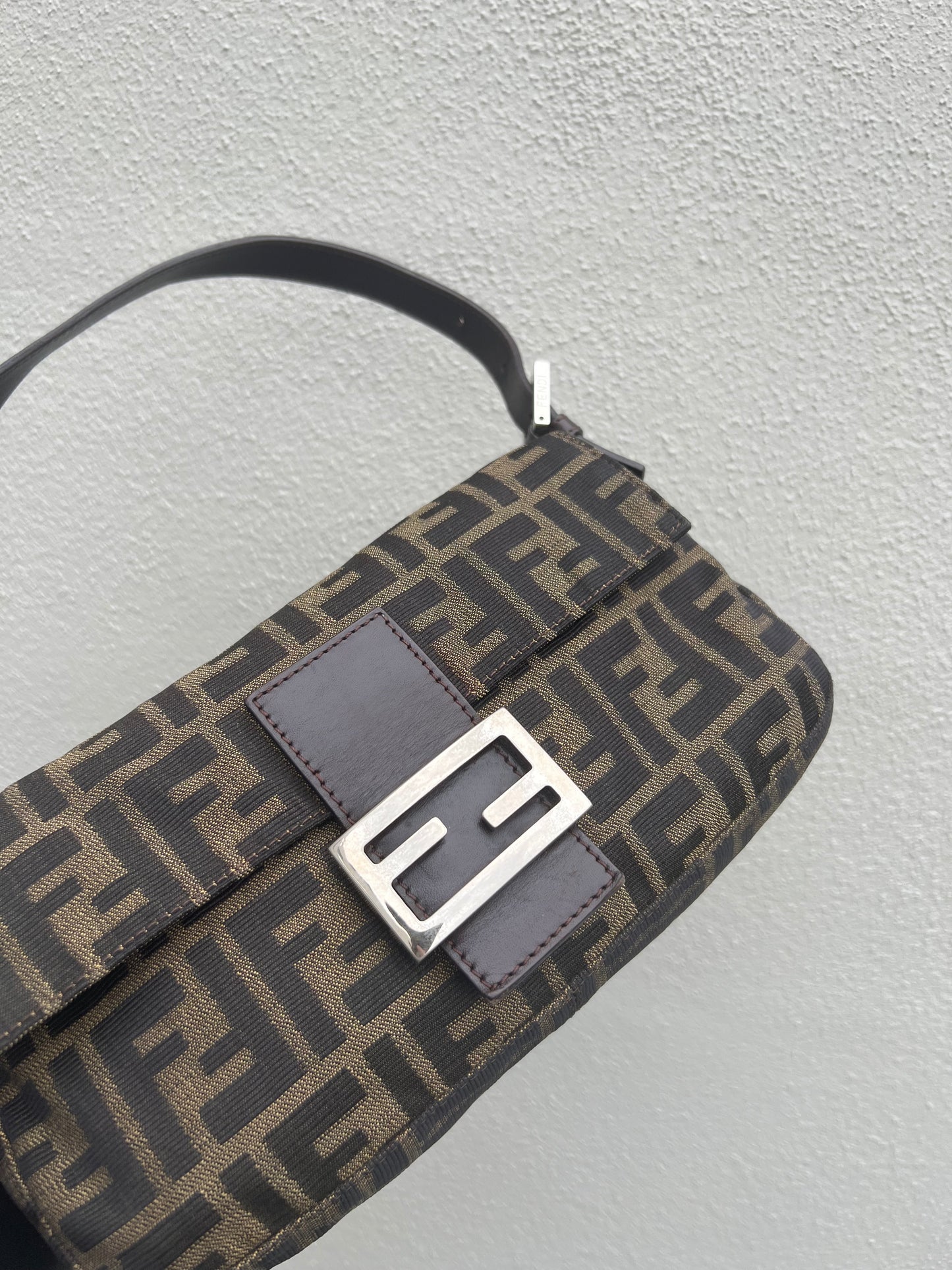 Pre-loved Fendi Vintage Zucca Baguette Handbag