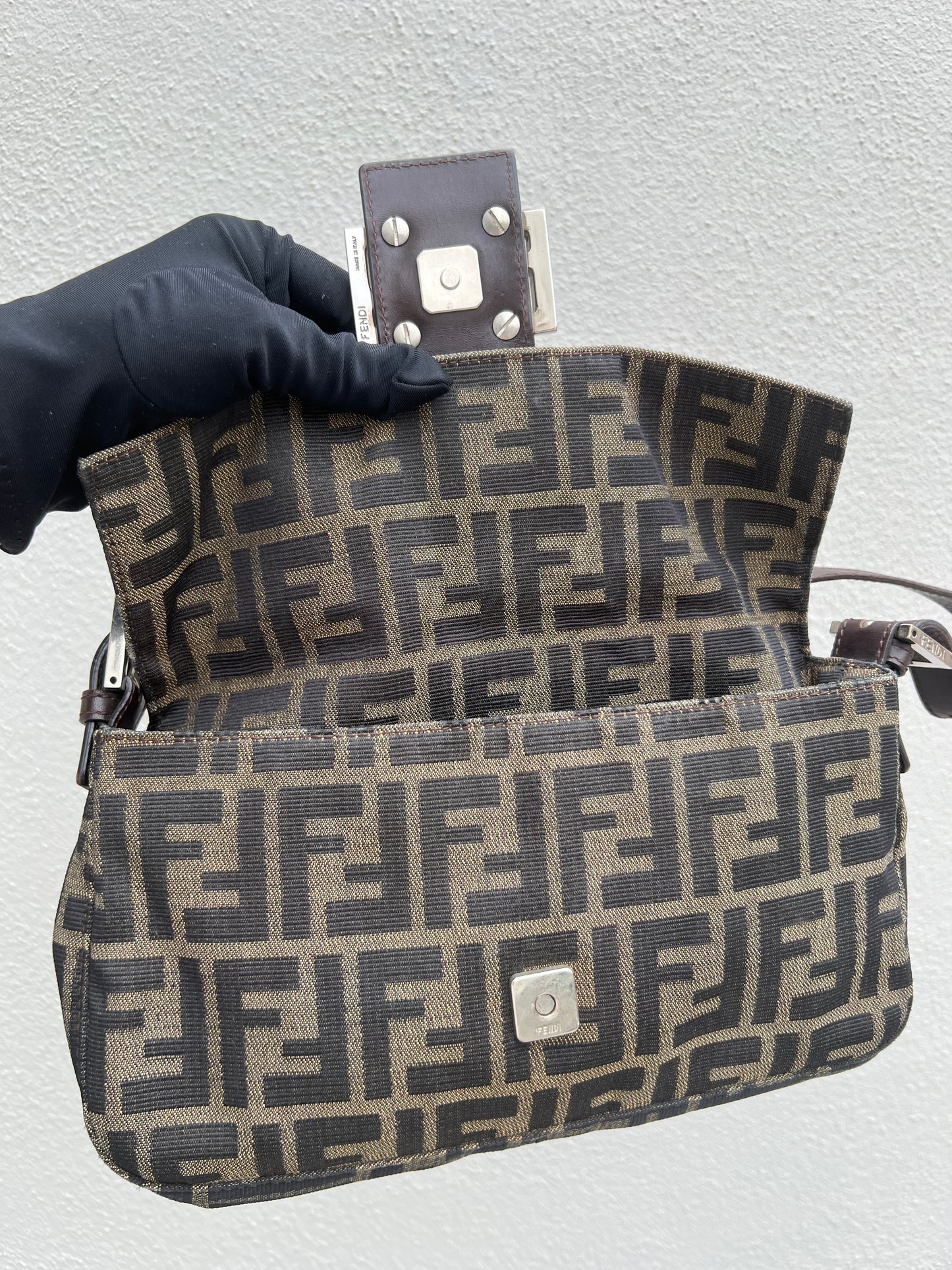 Pre-loved Fendi Vintage Zucca Baguette Handbag