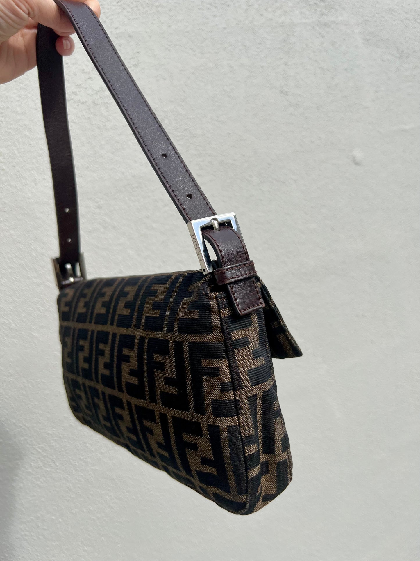 Pre-loved Fendi Vintage Zucca Baguette Handbag