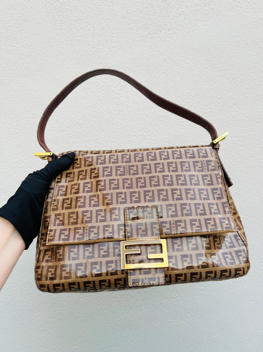 Pre-loved Fendi Vintage Crystal Zucchino Mamma Baguette Handbag