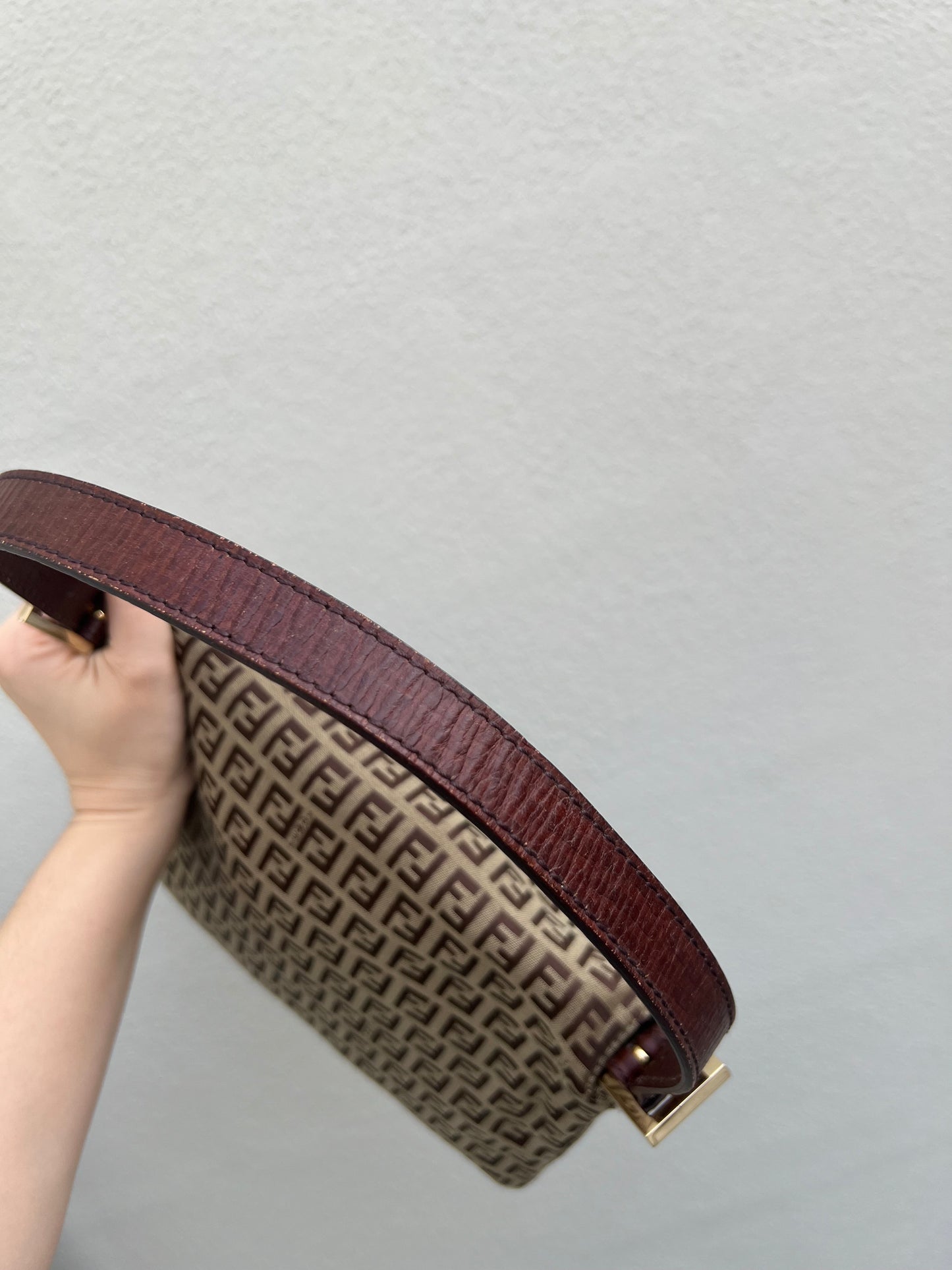 Pre-loved Fendi Vintage Zucchino Pattern Baguette Mamma Handbag