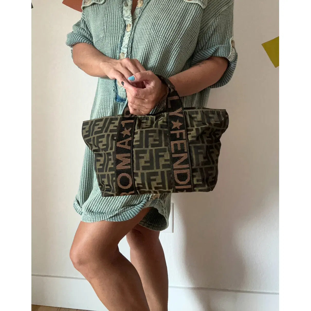 Pre-loved FENDI Zucca Canvas 1925 Tote Tobacco Hand Bag Brown