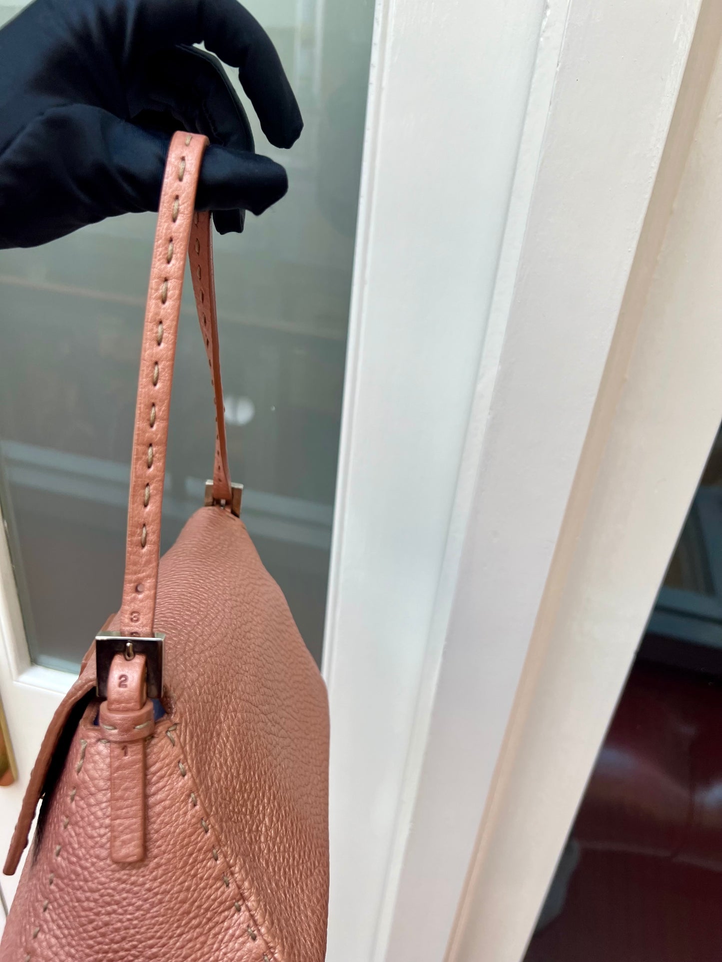Pre-loved Fendi Selleria Pattern Leather Handbag Pink